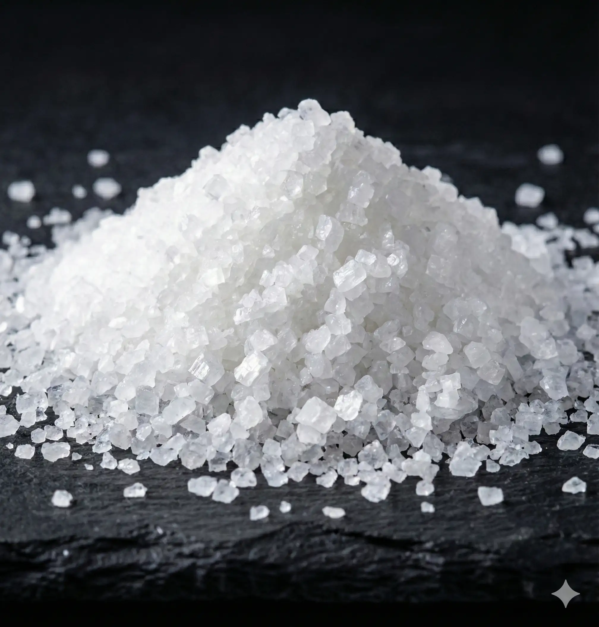 White coarse Himalayan salt crystals